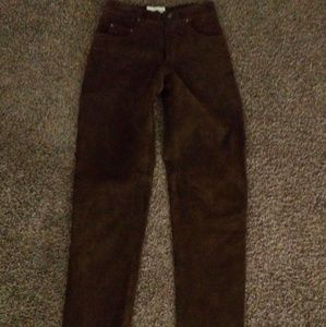 Sale! Brown Leather Suede Straight Leg Pants